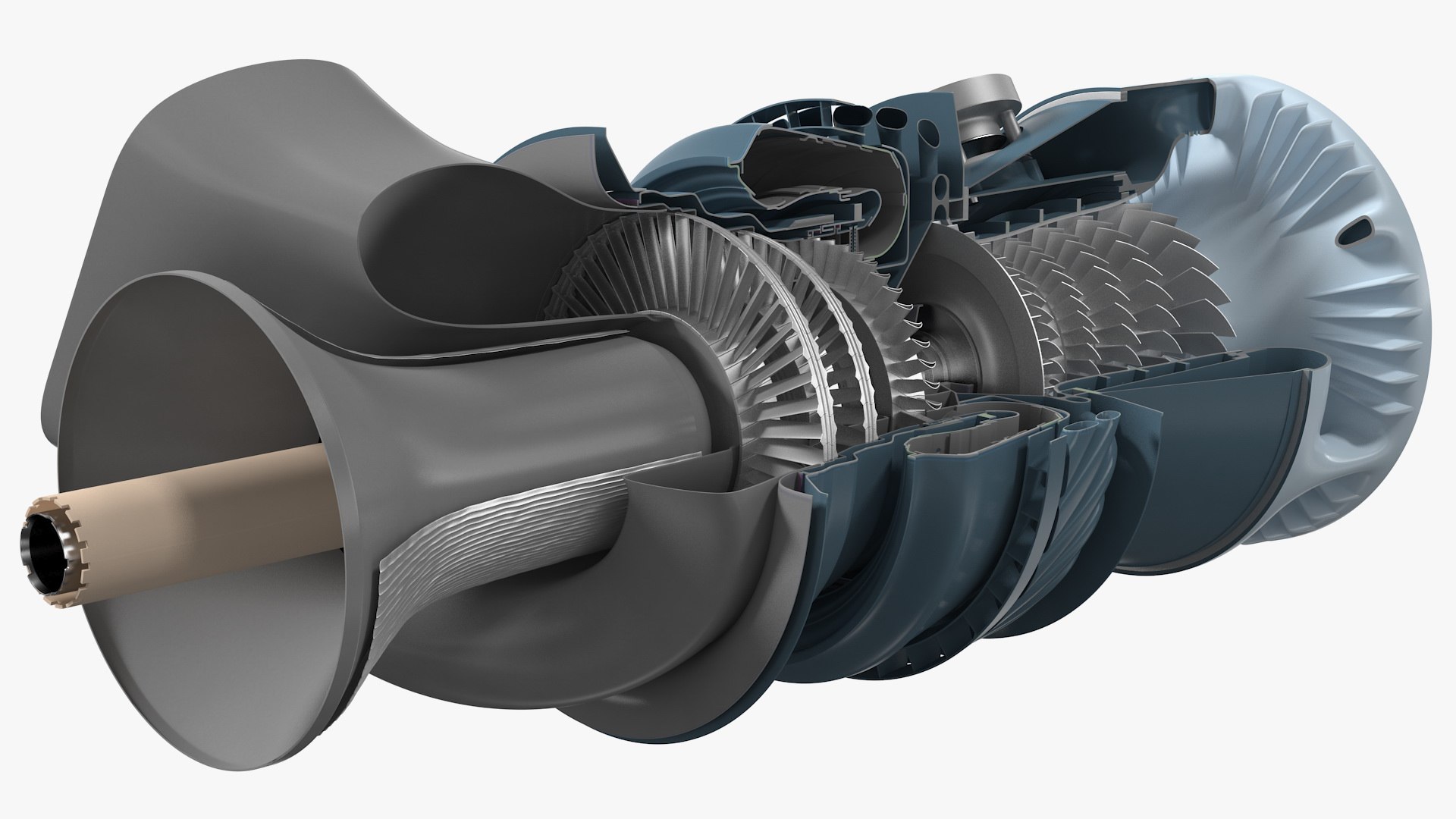 Jet turboshaft engine slice 3D - TurboSquid 1604351