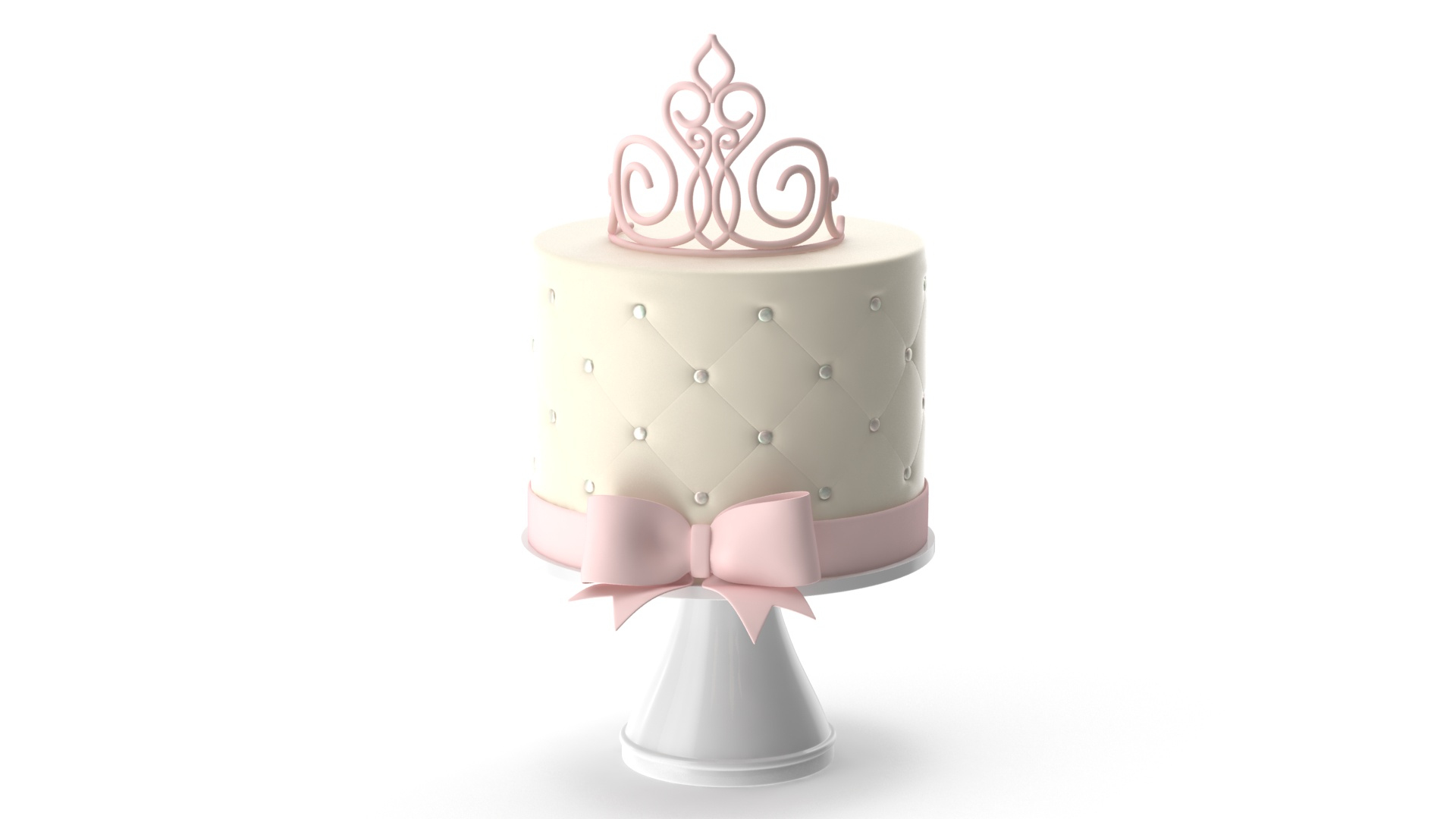 Princess Baby Shower Cake with Crown Bow 3D - TurboSquid 1813428