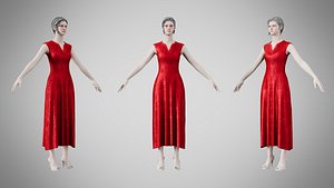 Dress 44 Ruby Velvet With Design