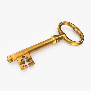 Classic Skeleton Key Gold 3D model