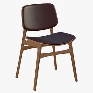Wooden Leather Chair 3D model