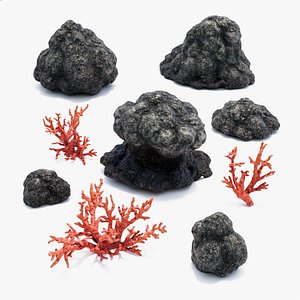 Underwater rocks collection for realistic reef environments