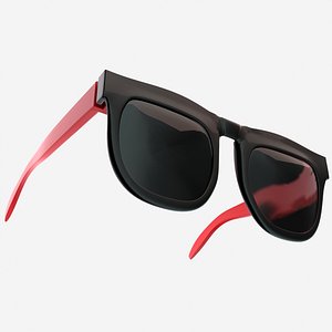 black red sunglass 3D model