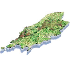 Isle of Man Ellan Vannin Terrain Map 3D model