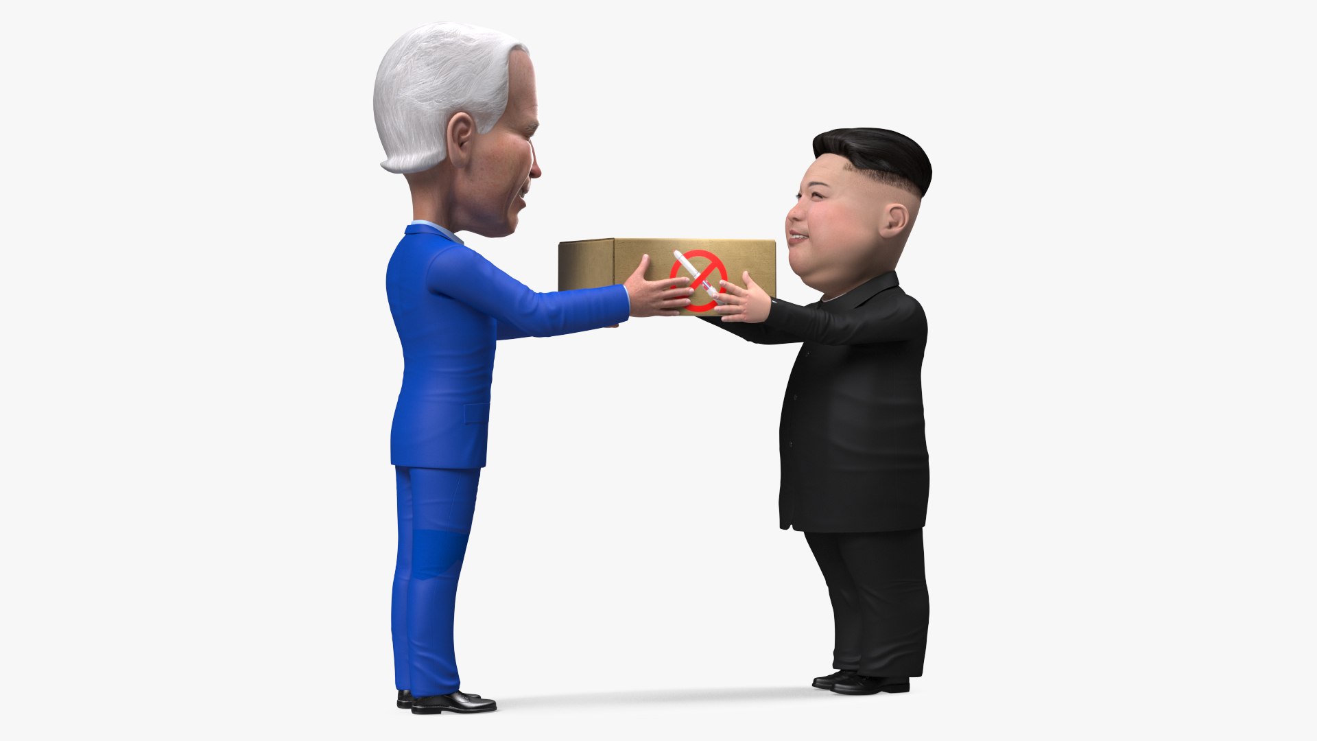 Cartoon Kim Jong Un Joe Biden 3D model preview