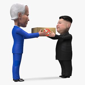 Cartoon Kim Jong Un Joe Biden 3D model