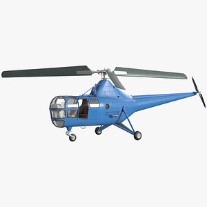 3D Civilian Multirole Helicopter Blue Rigged for Cinema 4D