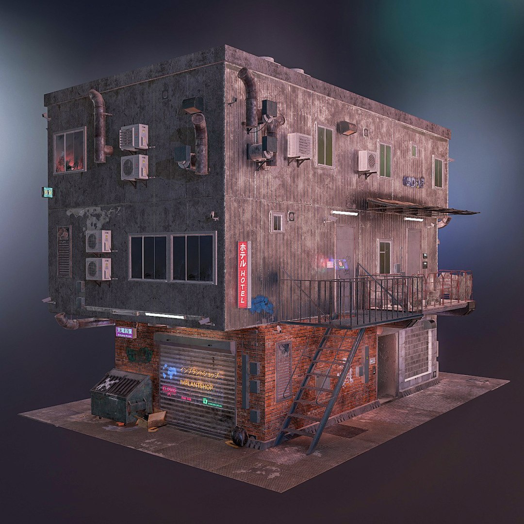 Cyberpunk House Model Turbosquid 1506366