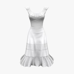 3D model Open Back Fashion Midi Dress