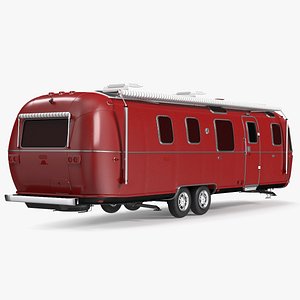 3D Travel Trailer Classic Red Rigged