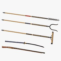 Japanese Weapons Pack II - Sasumata Sodegarami Tsukubo Nagamaki Tanegashima PBR