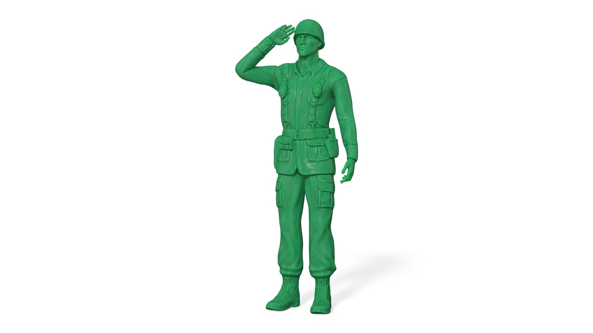 Green Toy Soldier Salutes 3D model preview