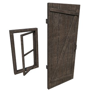 3D model medieval door window