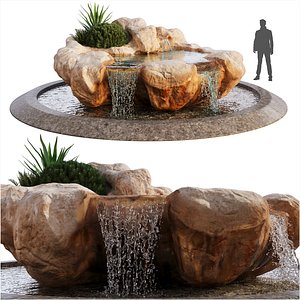 Rocky Pond with Waterfalls