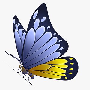 3d model of beautiful butterfly cartoon customizable