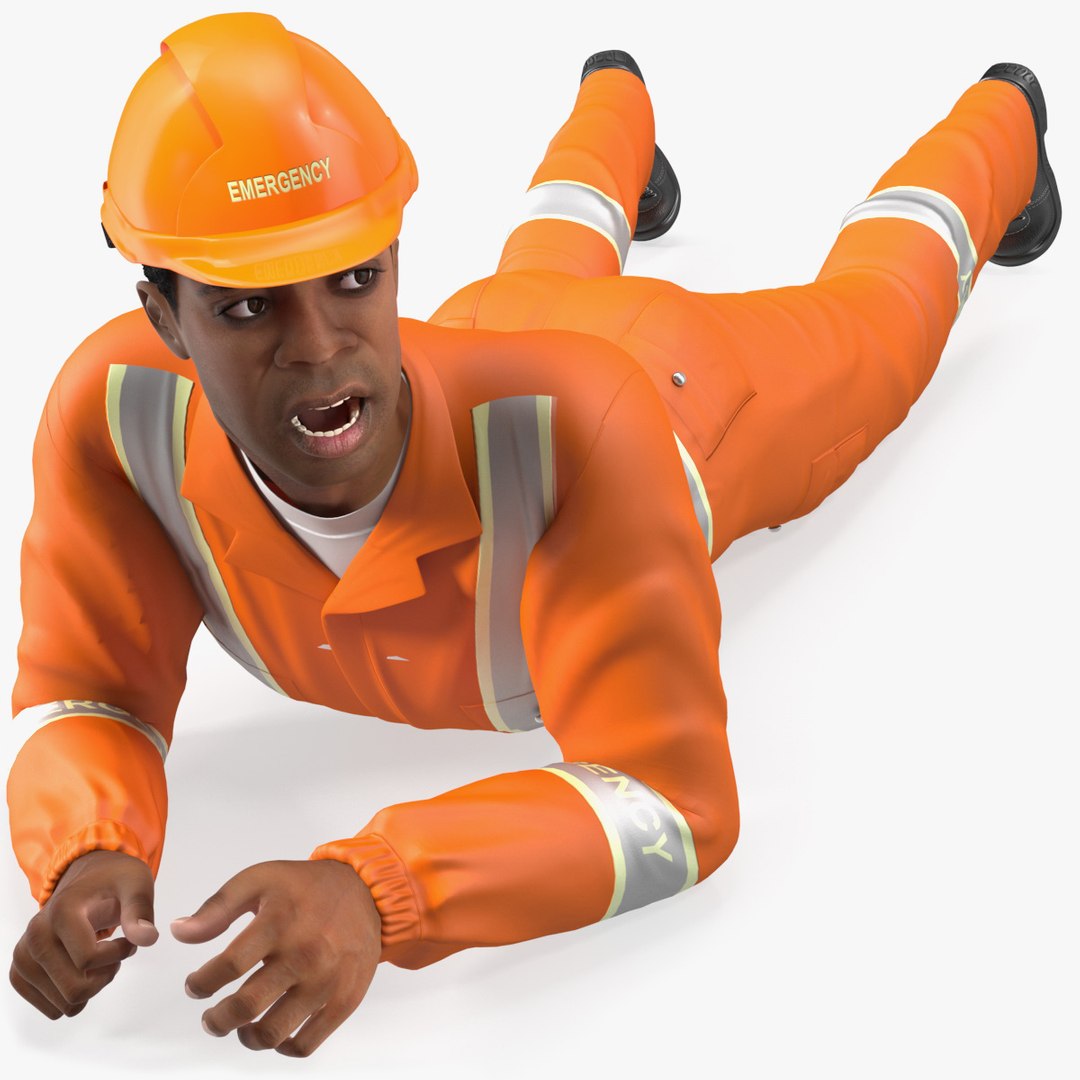 Light Skin Black Rescuer Rigged 3D model preview
