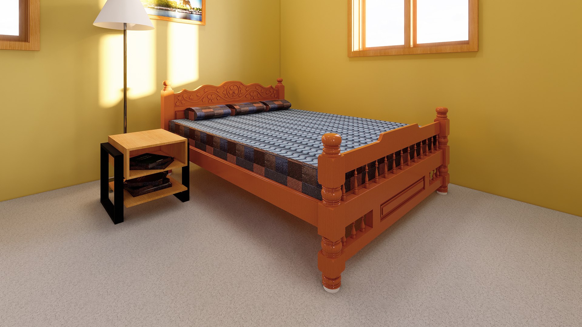 Wooden bed model TurboSquid 1630638
