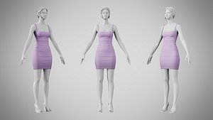 Dress 52 Lavender Purple 3D model
