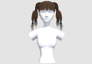 3D Basic Pigtails Hairstyle model