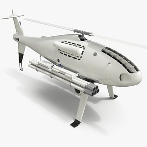 Tactical Helicopter Drone with Launcher System White 3D model