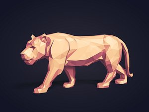 LowPoly Cartoon Tiger Figurine - Ready for 3D Printing