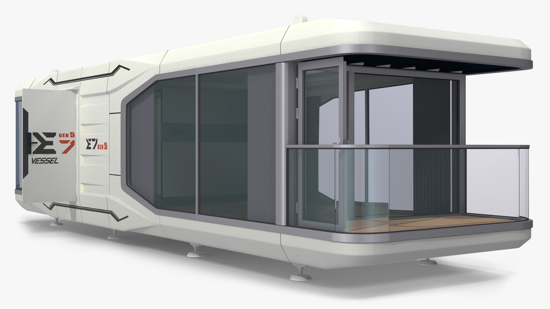 Modern Capsule House E7 3D model preview