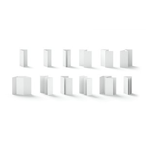 White 12 Flyers and Booklets Set - fold leaflet brochure model