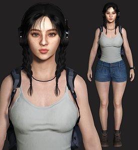 3D AAA REALISTIC 3D CHARACTER - Modern Female Explorer  Traveller Rigged PBR