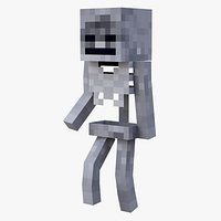 Minecraft Skeleton Rigged 3D Model Game Ready 4K PBR