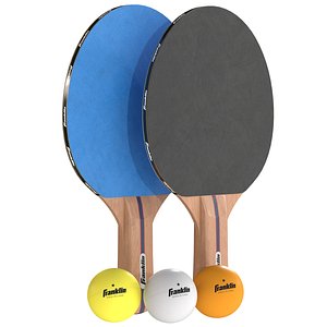 3D Table tennis paddle blue with balls