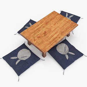 Low Tea Table Set 3D model