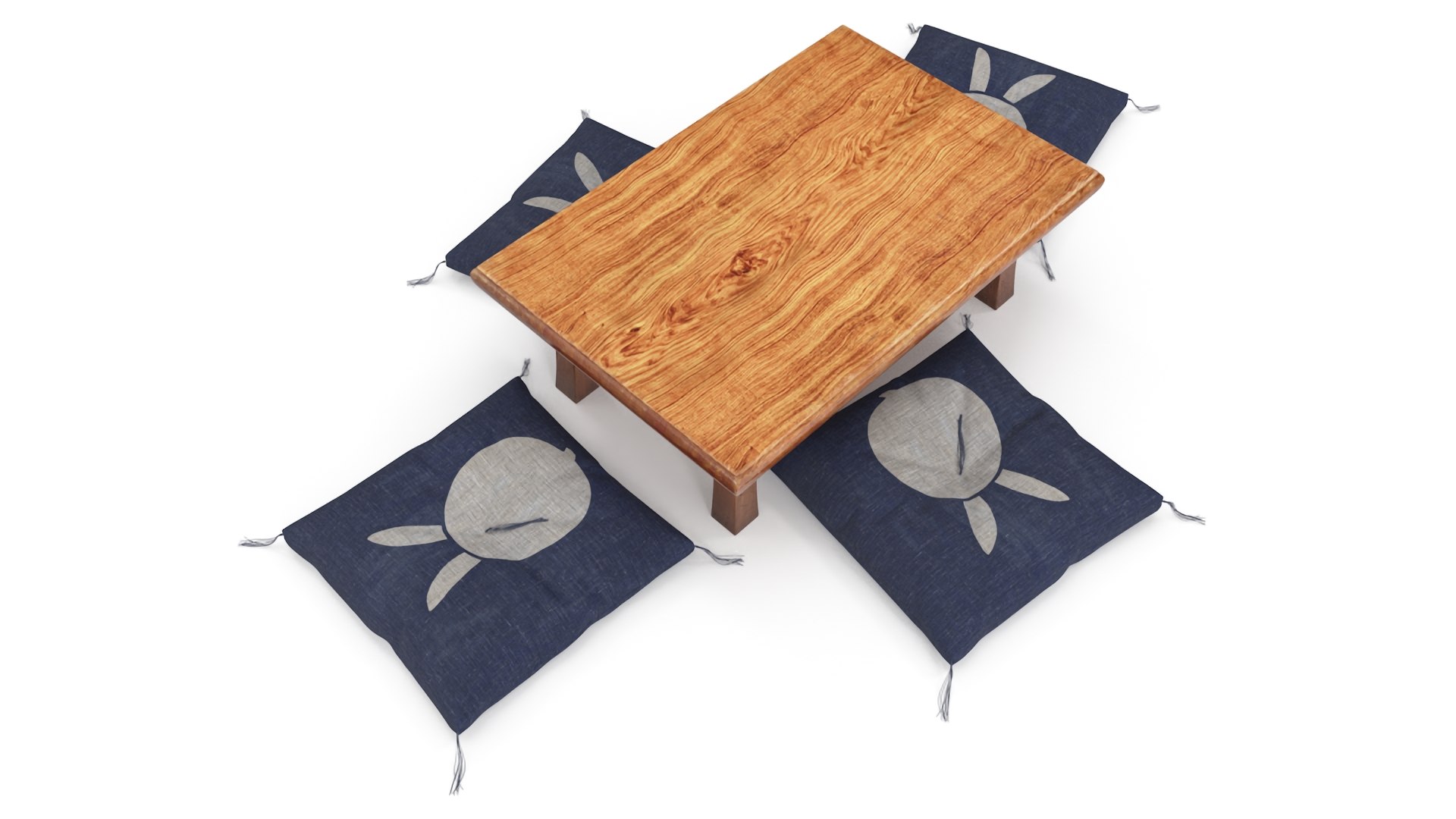 Low Tea Table Set 3D model preview