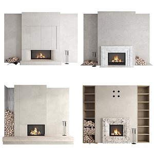 Modern Fireplace set 01