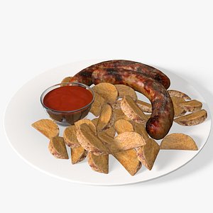3d sausages potatoes model