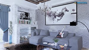 3D model modern living room furniture