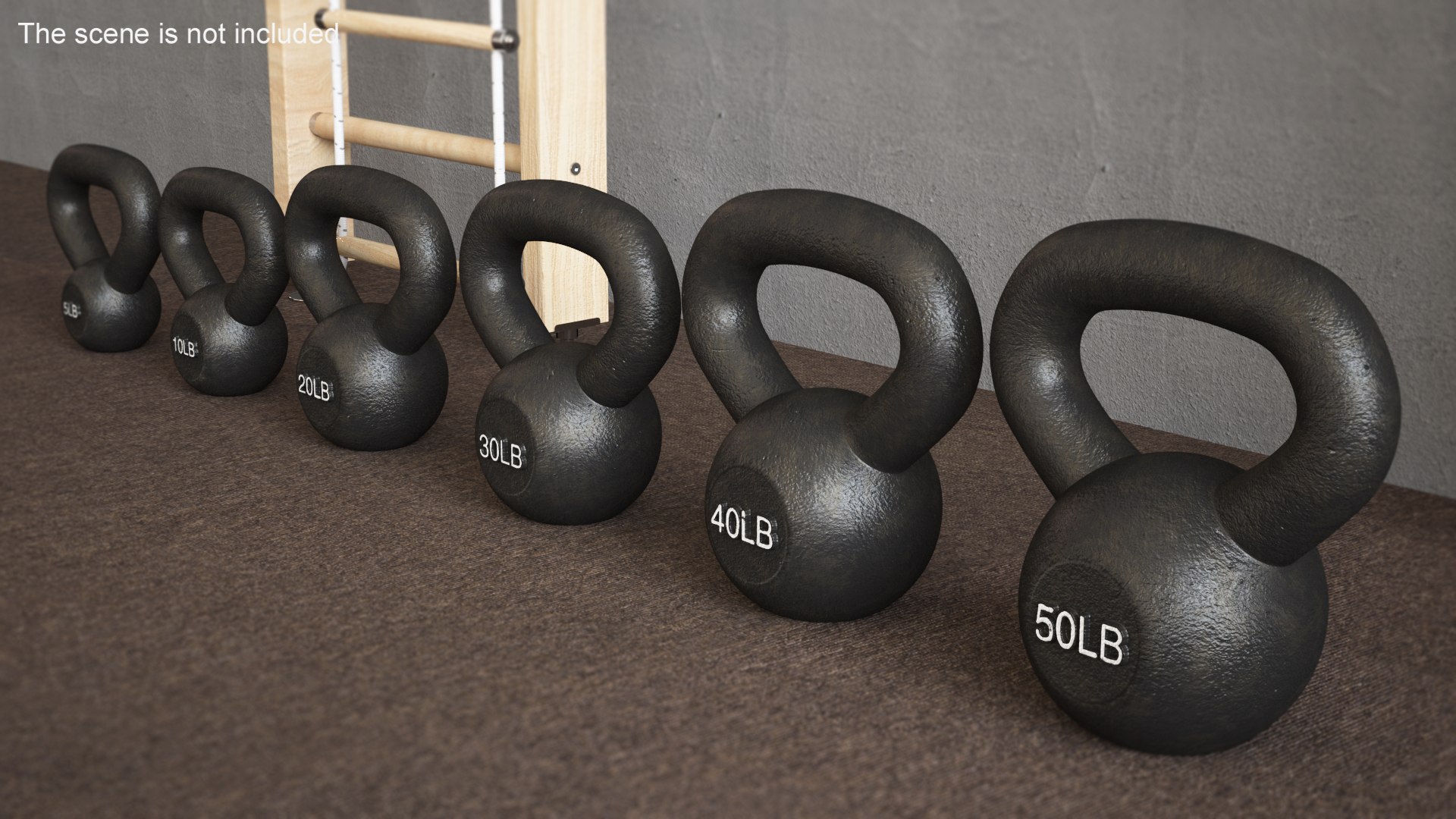 Solid Cast Iron Kettlebell Weights Set 5-50lbs 3D Model - TurboSquid ...