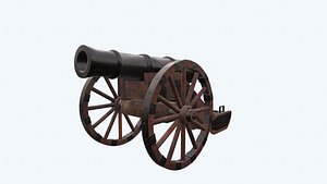 Medieval Powder Cannon Low-poly 3D model 3D model