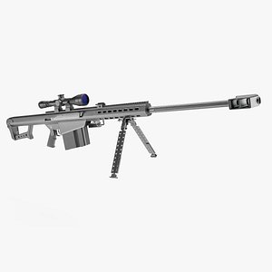 Barrett M82 With Stand Sniper Rifle 3D model