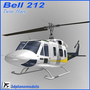 bell 212 huey helicopter 3d model