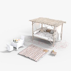 Romantic Beach Bed 3D model
