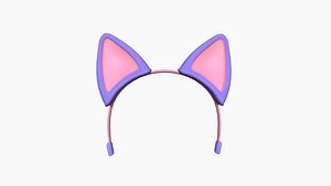 3D Furry Ears Tiara B08 Purple - Headband Character Design model