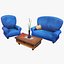 Stilisiertes Sofa mit Couchtisch