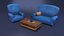 Stilisiertes Sofa mit Couchtisch