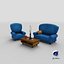 Stilisiertes Sofa mit Couchtisch