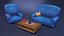 Stilisiertes Sofa mit Couchtisch