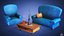 Stilisiertes Sofa mit Couchtisch