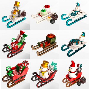Christmas Sleigh 3D Printable Collection 02 3D model