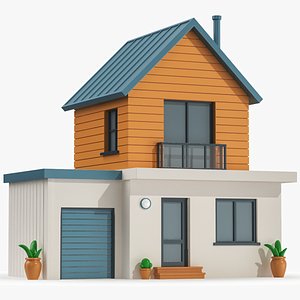 Cartoonish House Low Poly 3D Model 02