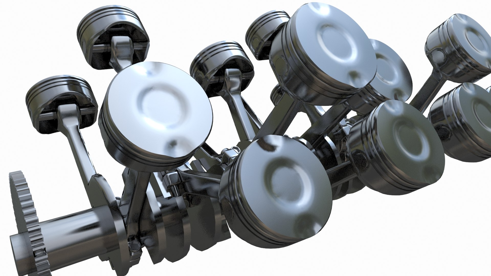 3d model of a crankshaft and pistons model - TurboSquid 1808781