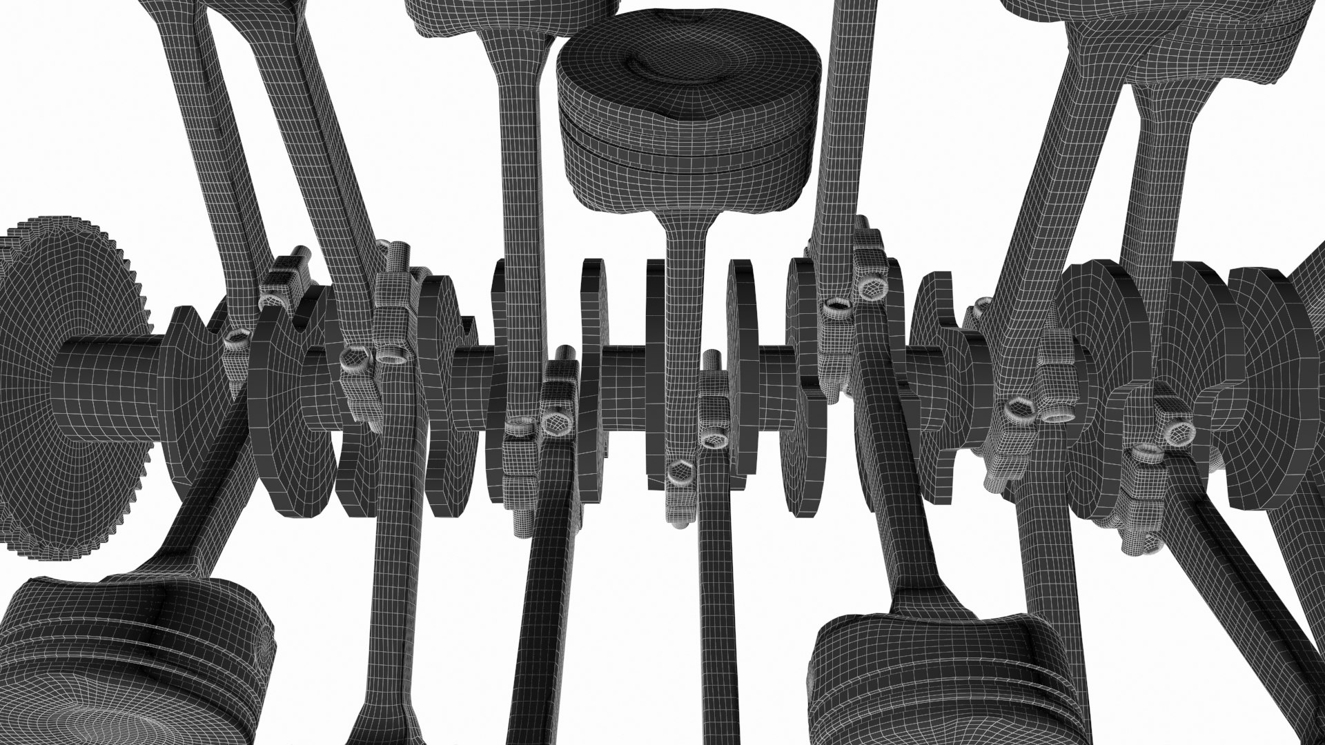 3d model of a crankshaft and pistons model - TurboSquid 1808781